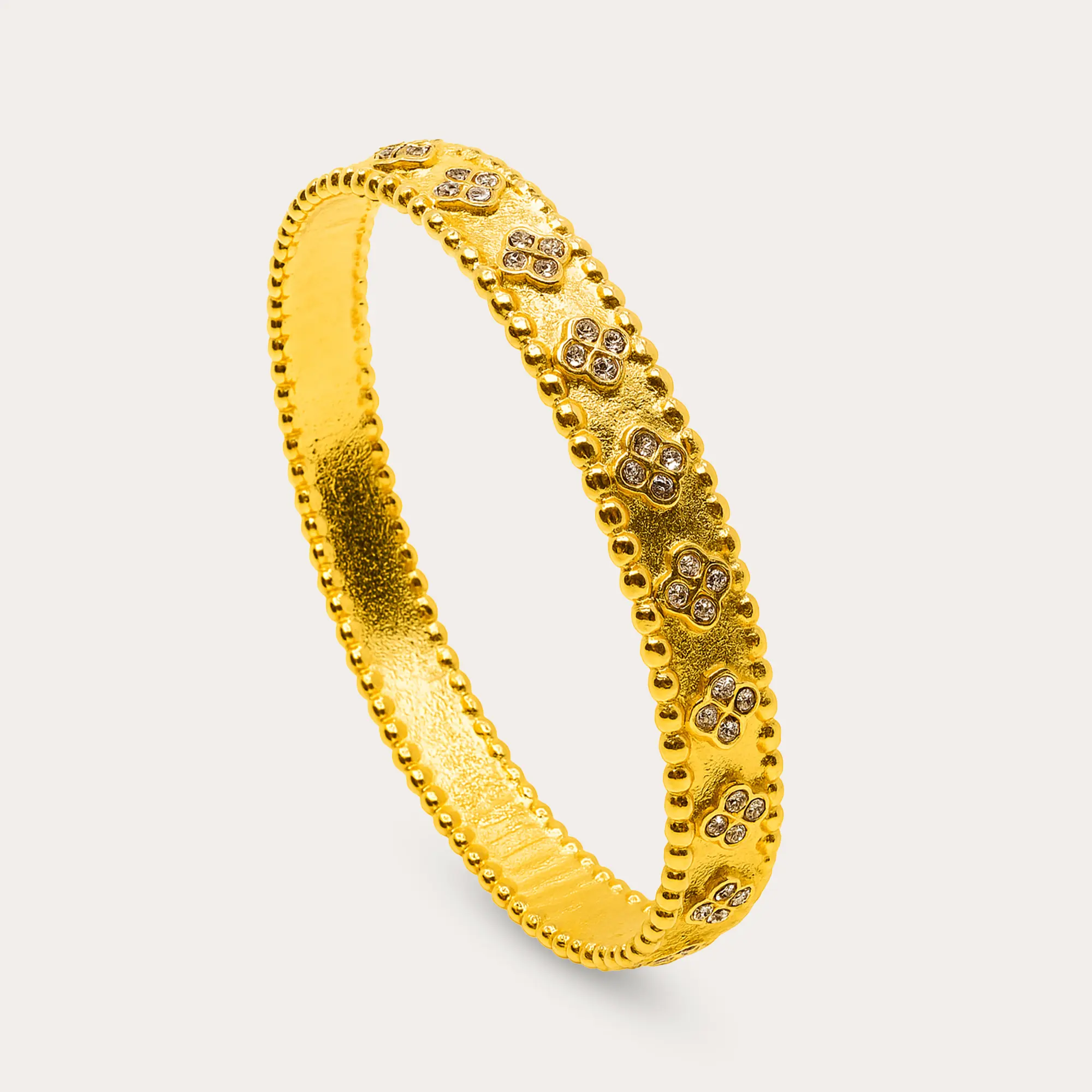 JHAAR Florial Anti Tarnish Stainless Steel Gold Kada - Main