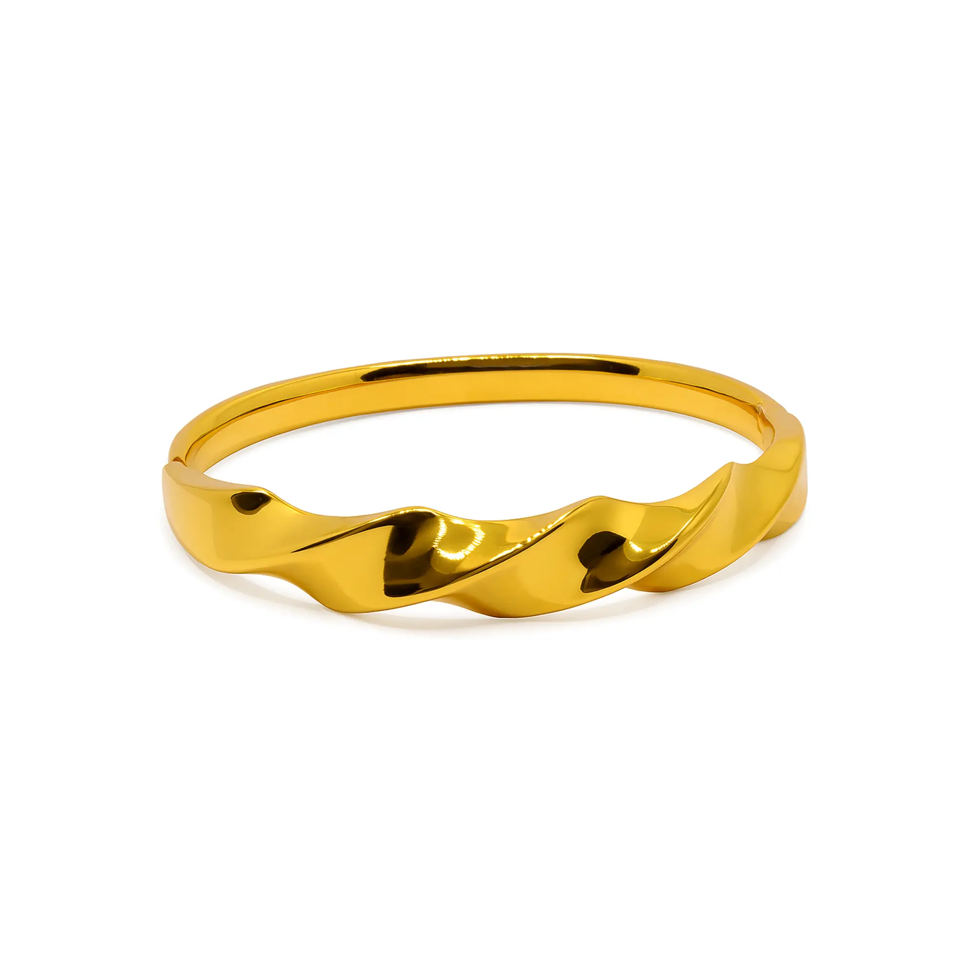 Textured Gold Cuff Bracelet - Hover