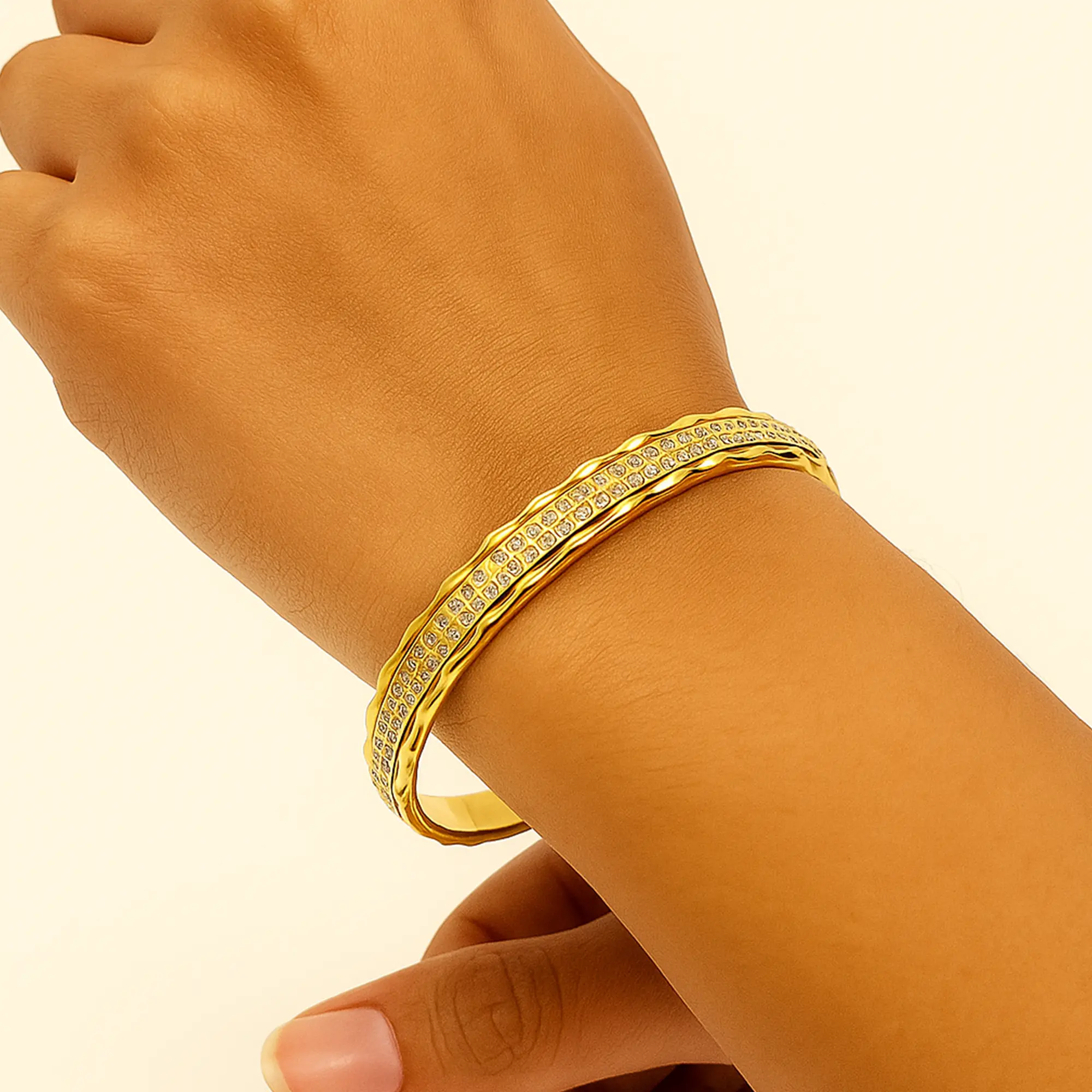 Adjustable Gold Cuff Bracelet - Hover