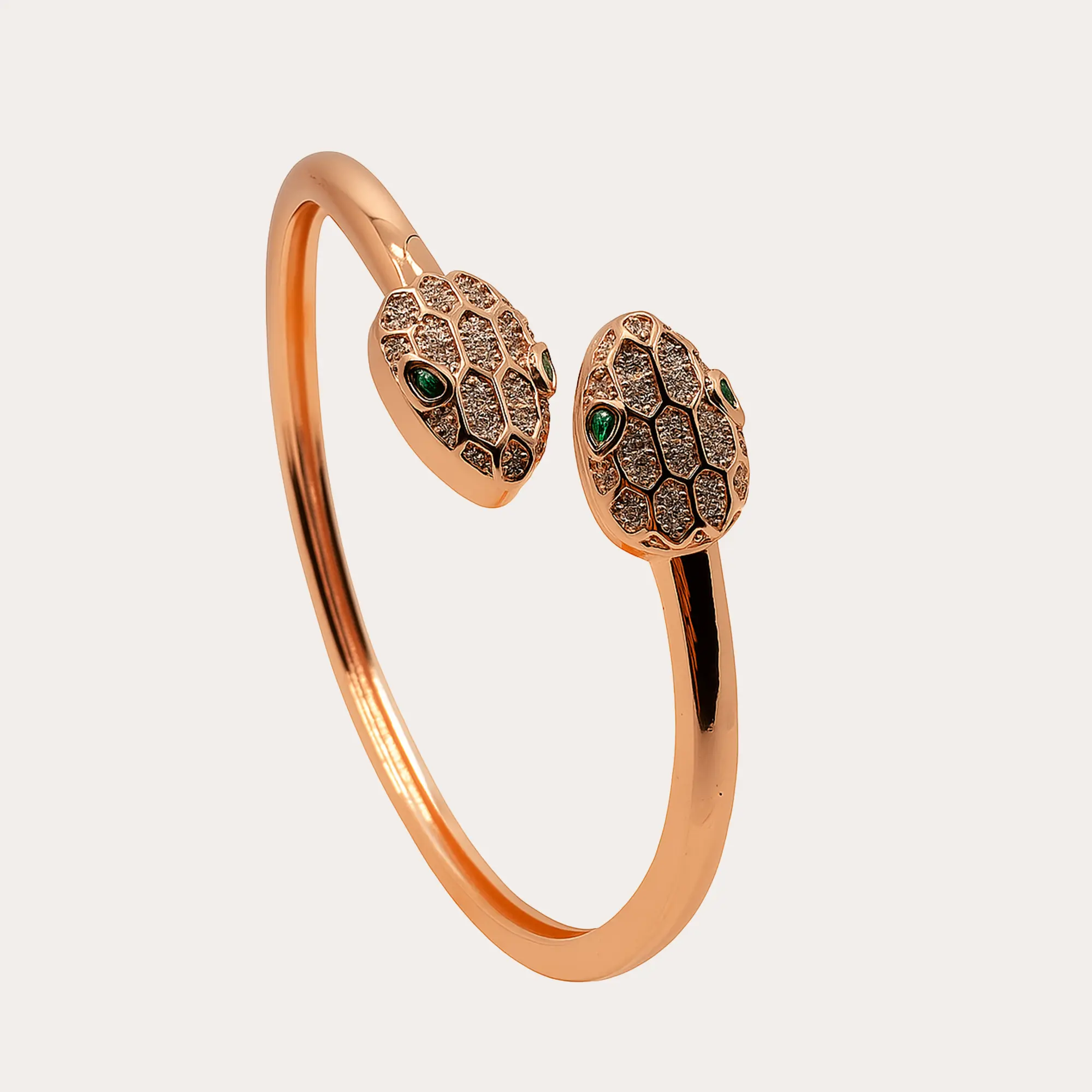 Double Snake Head Cuff Bracelet