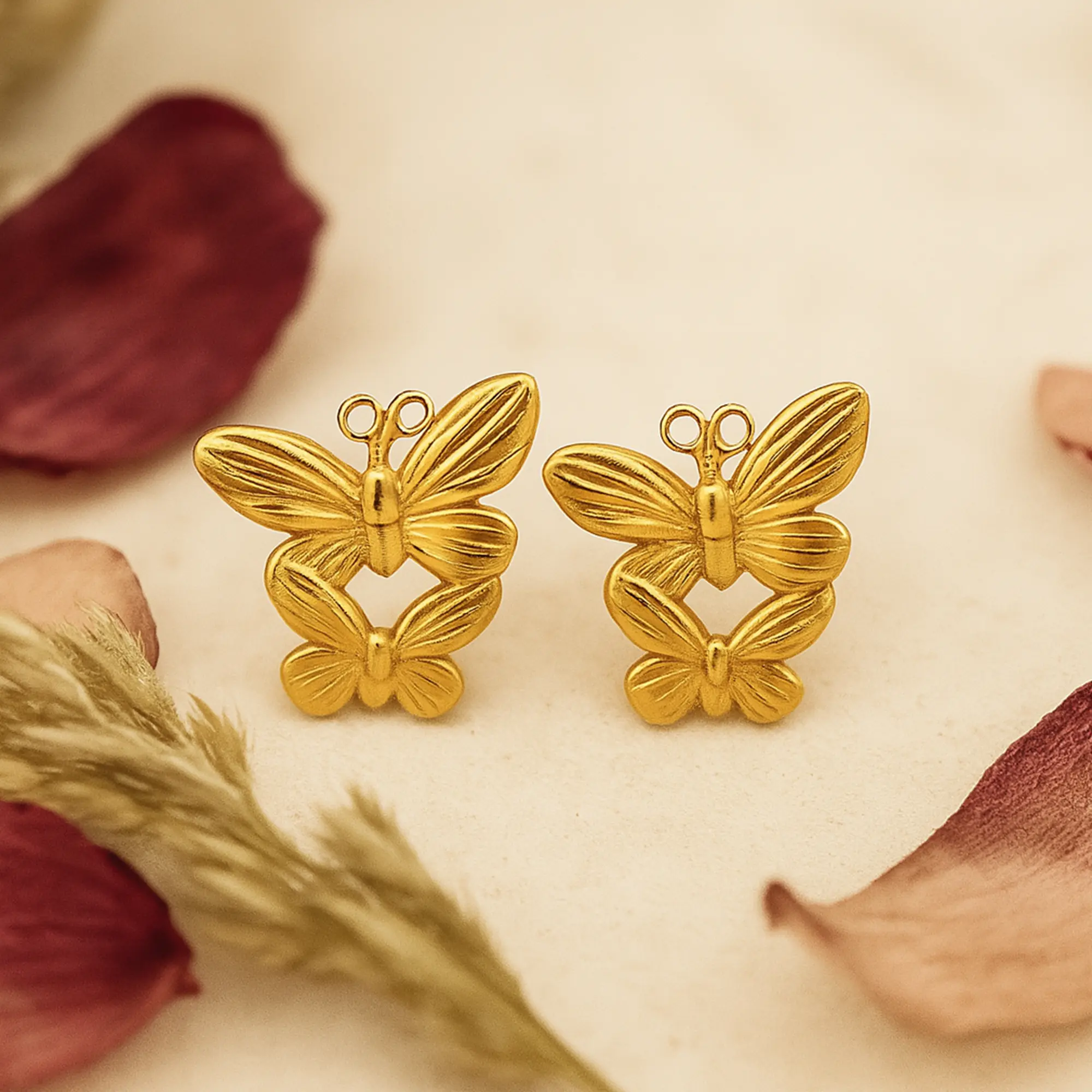 Gold Butterfly Earring - Hover
