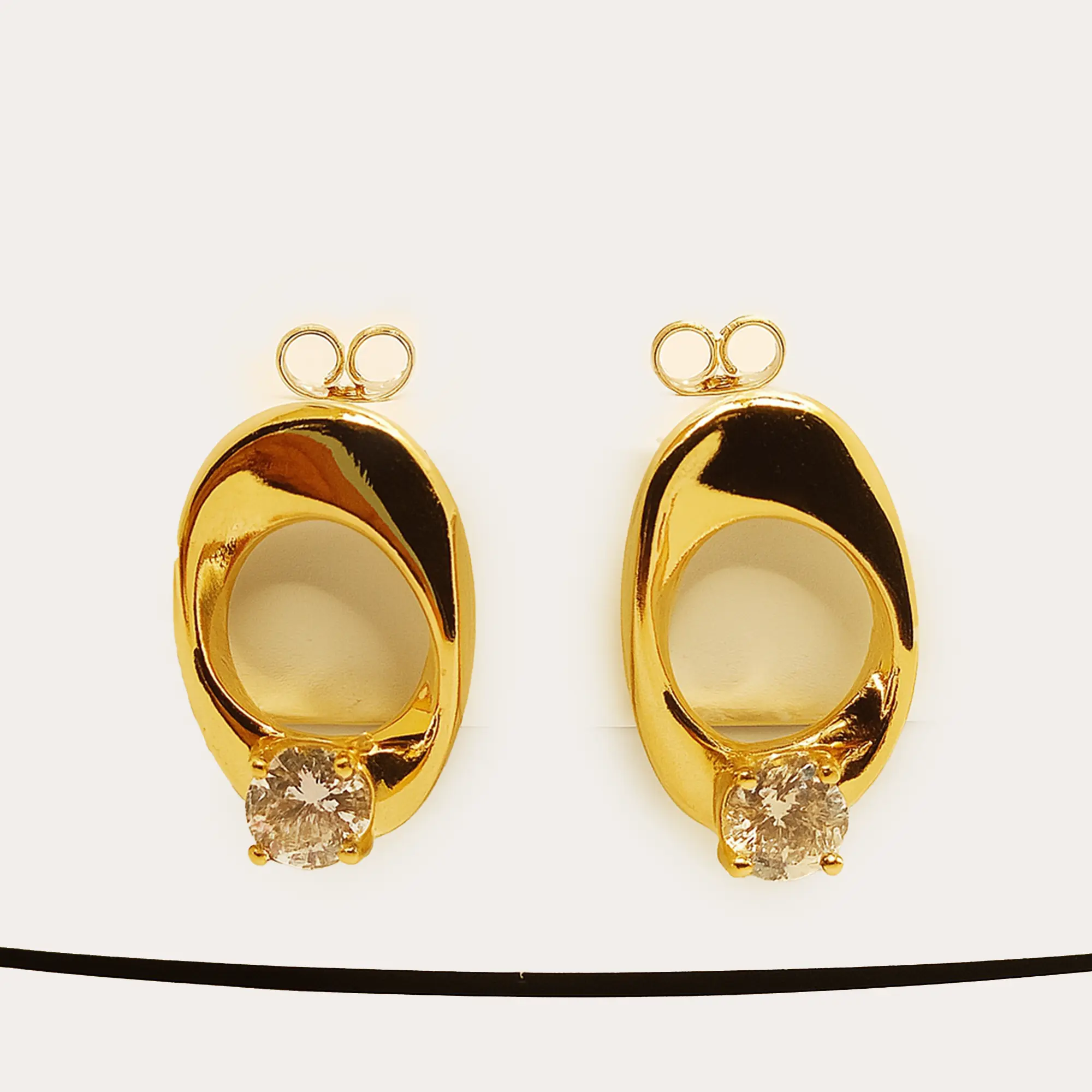 Floating Crystal Oval Studs - Main
