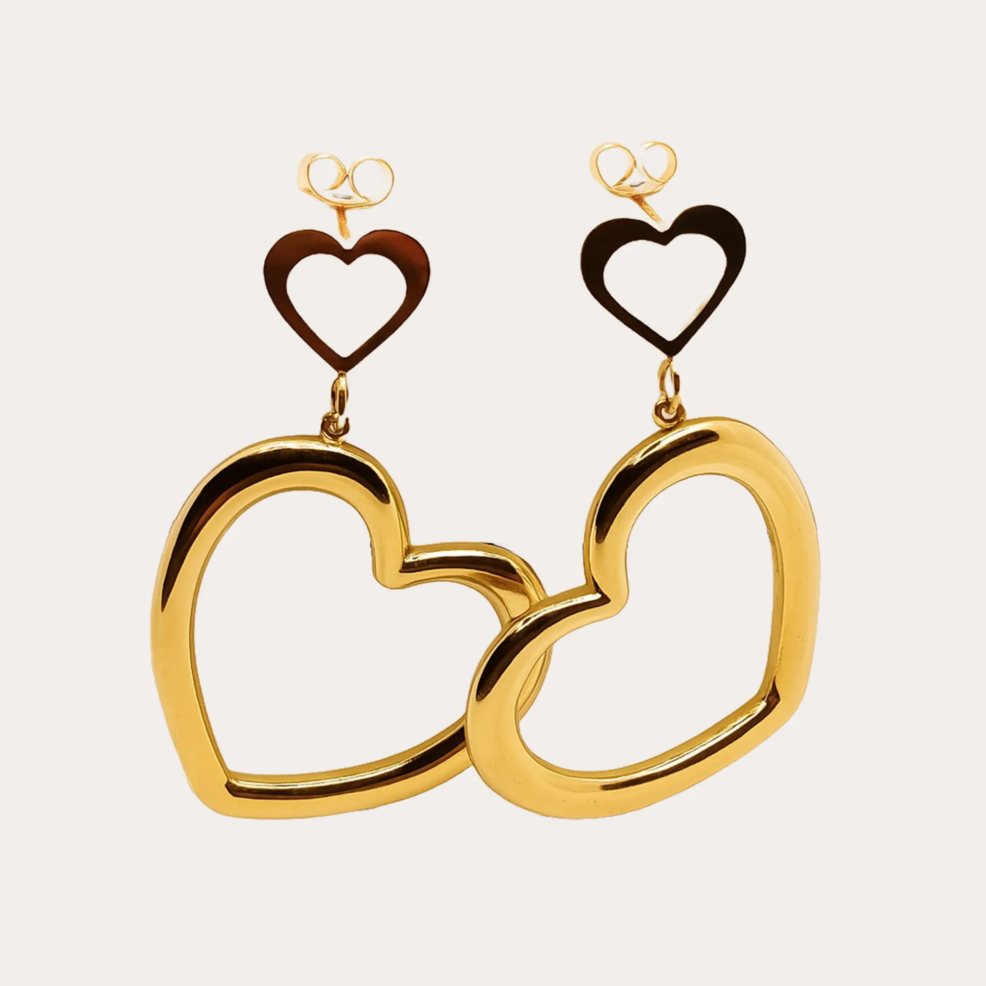 Double Heart Drop Earrings - Main