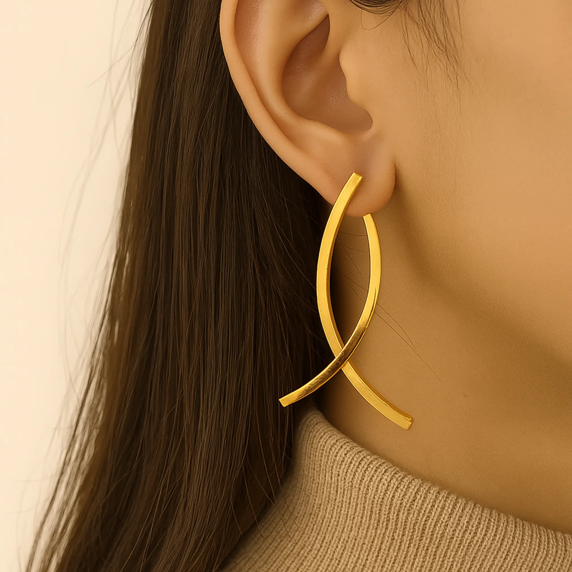 Twisted Hoop Earrings - Hover