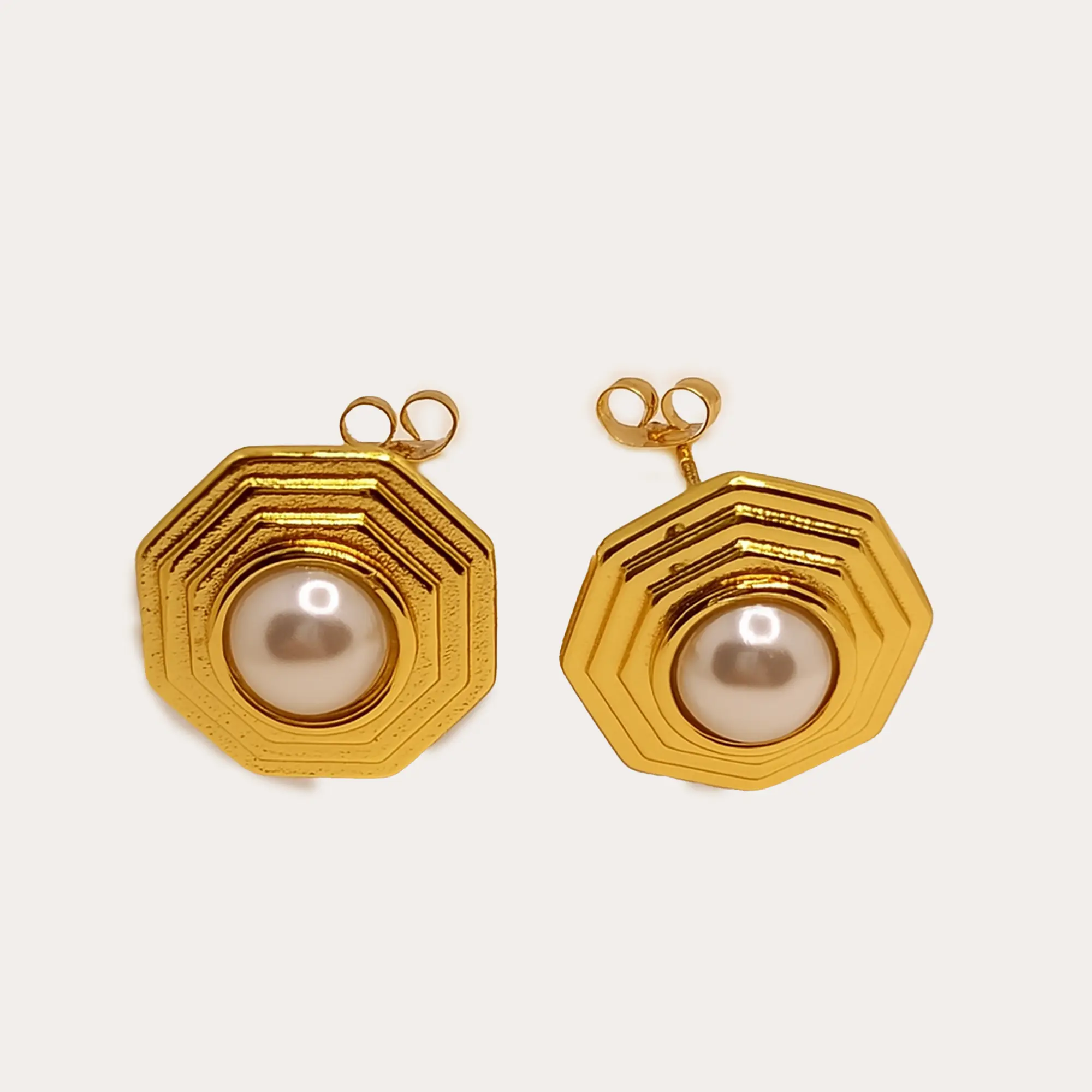Hexagon Pearl Studs - Main