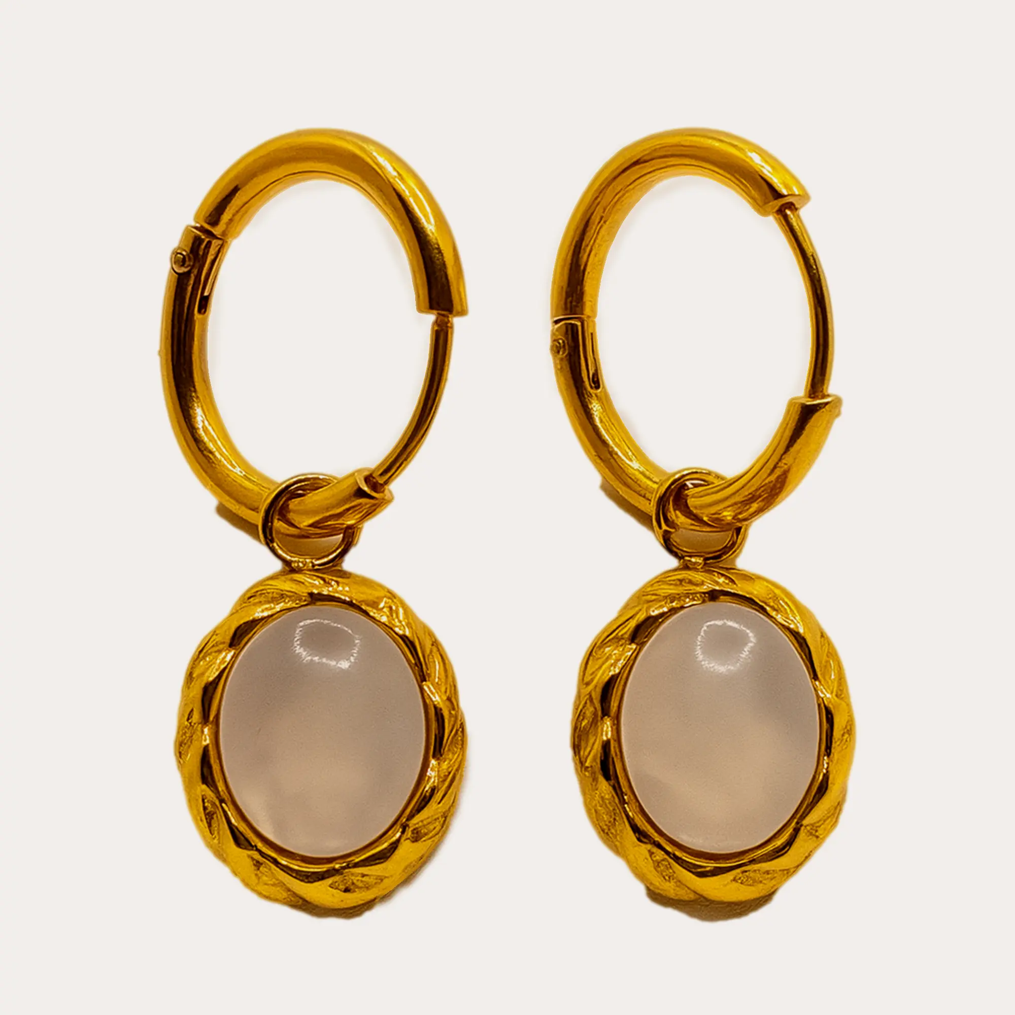 Curved Pearl Drop Earrings - Main