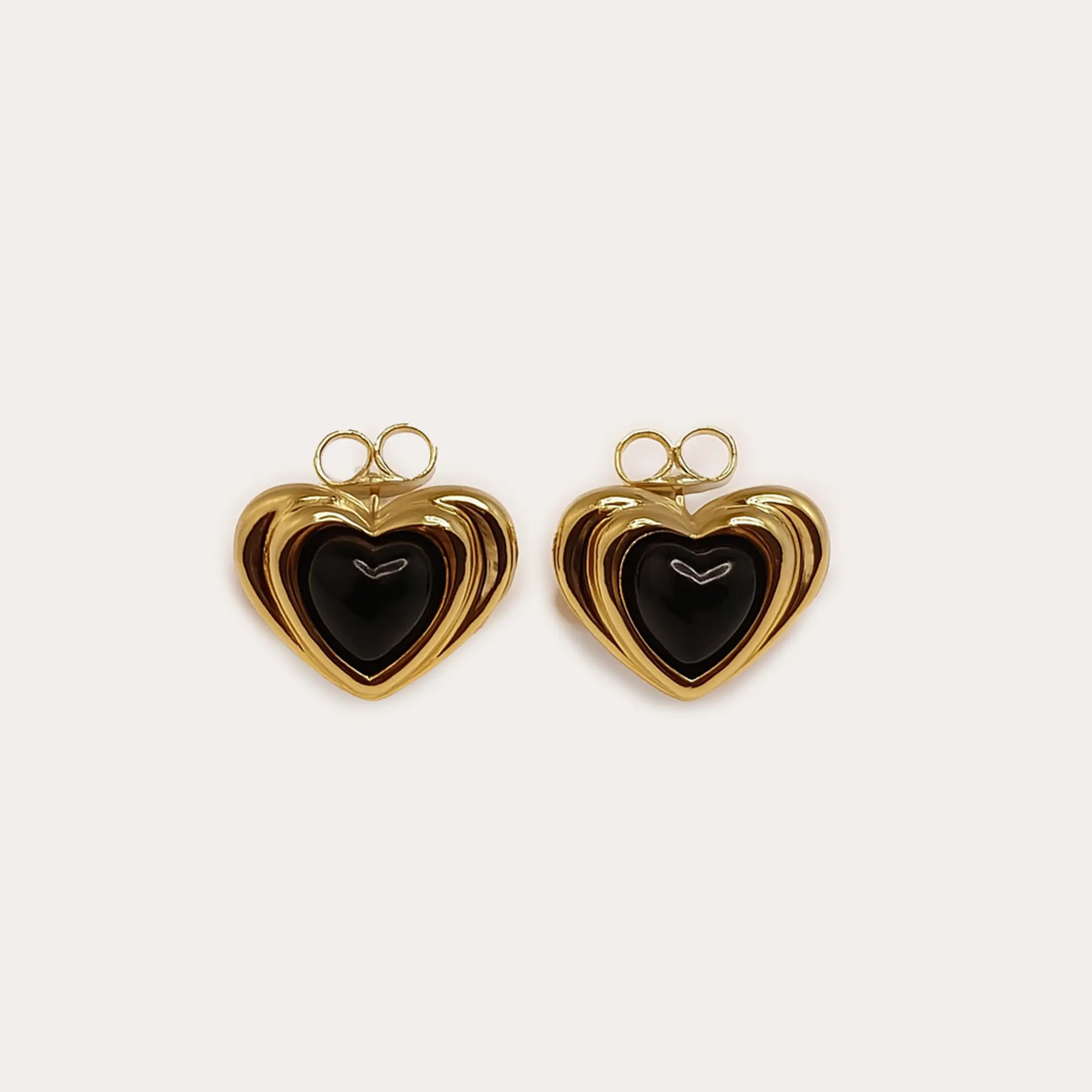 Golden Heart with Black Inlay Studs - Main