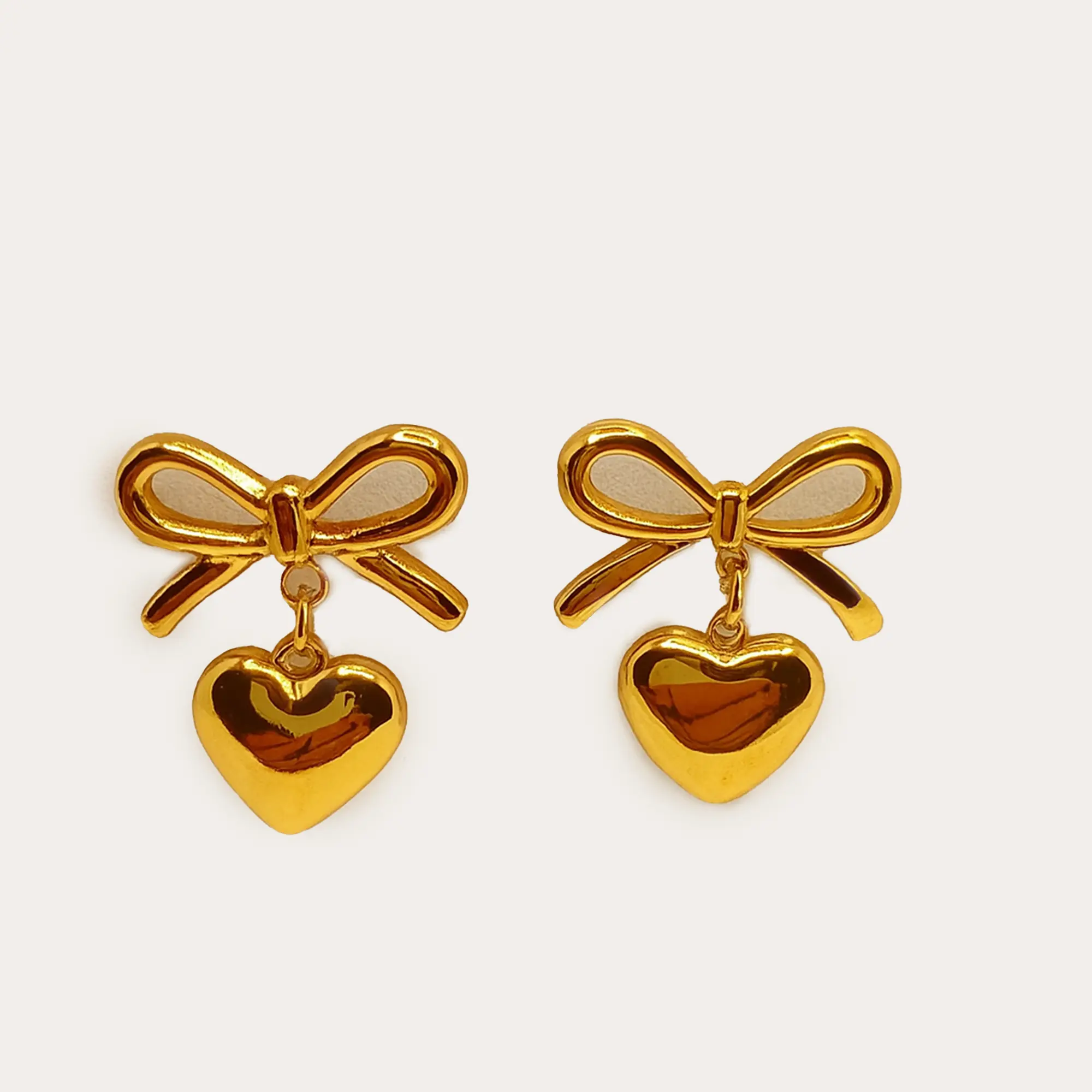 Bow & Heart Drop Earrings - Main