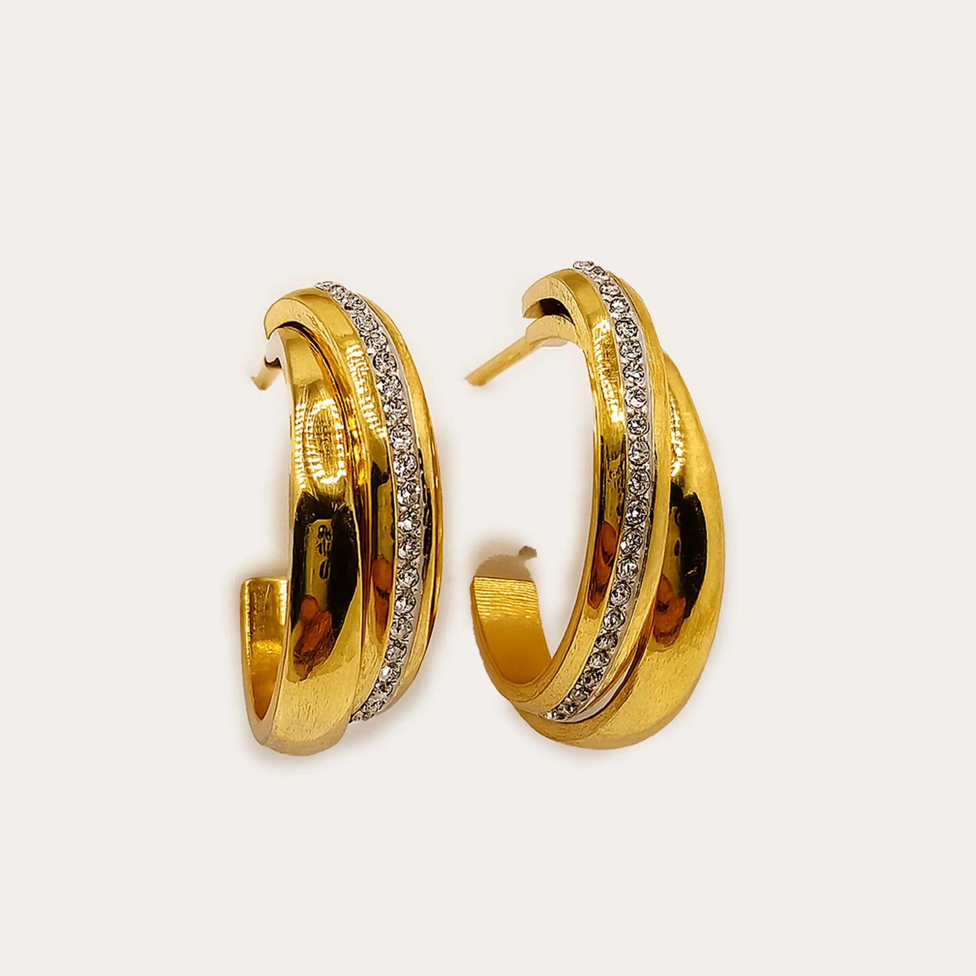 Pave Crossover Hoop Earrings