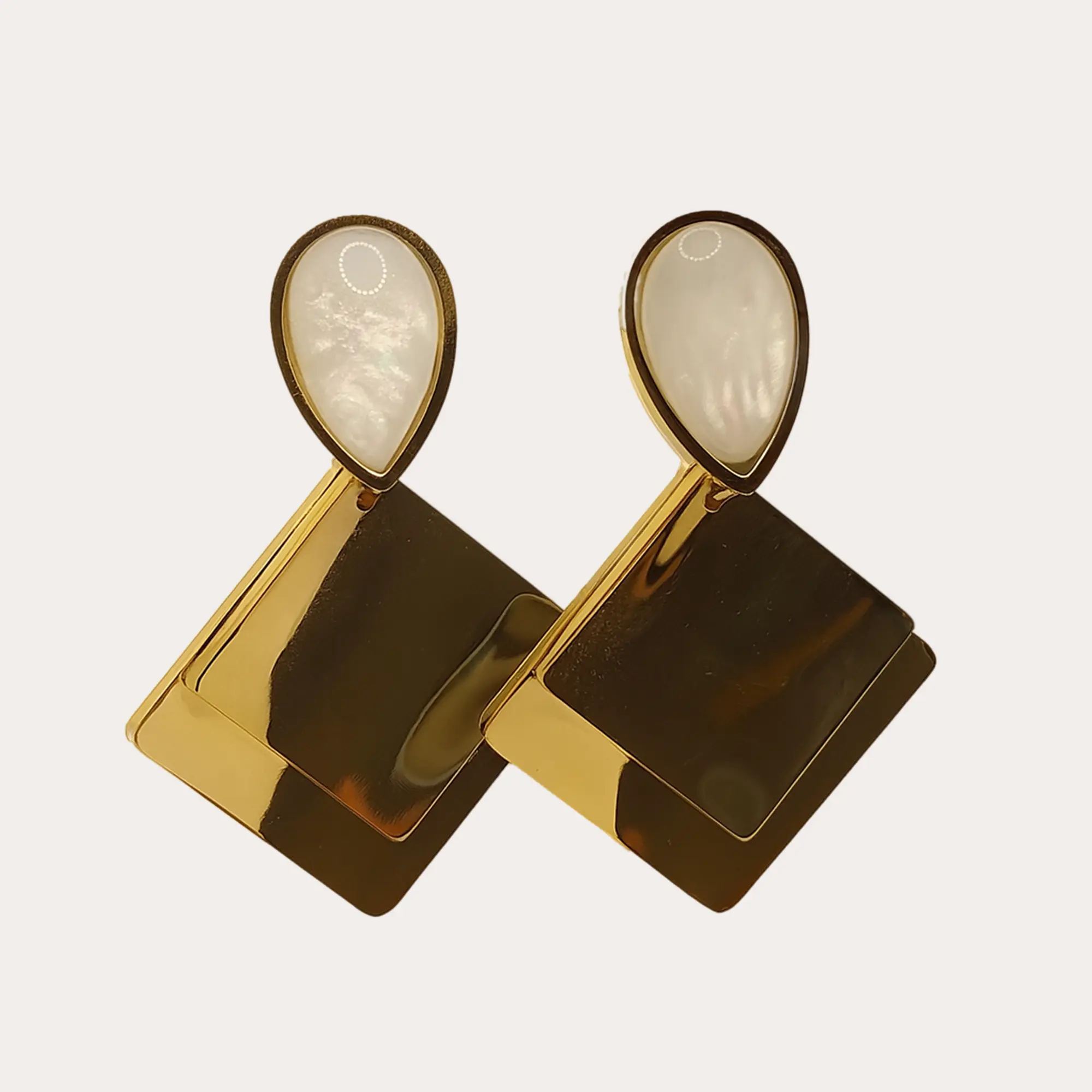 Golden Luster Geometric Earrings