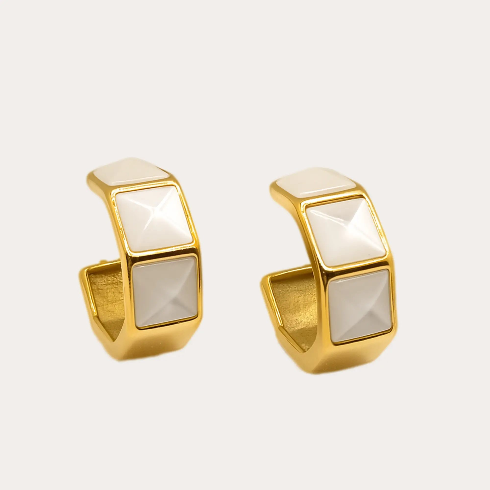 Architectural White Stud Earrings
