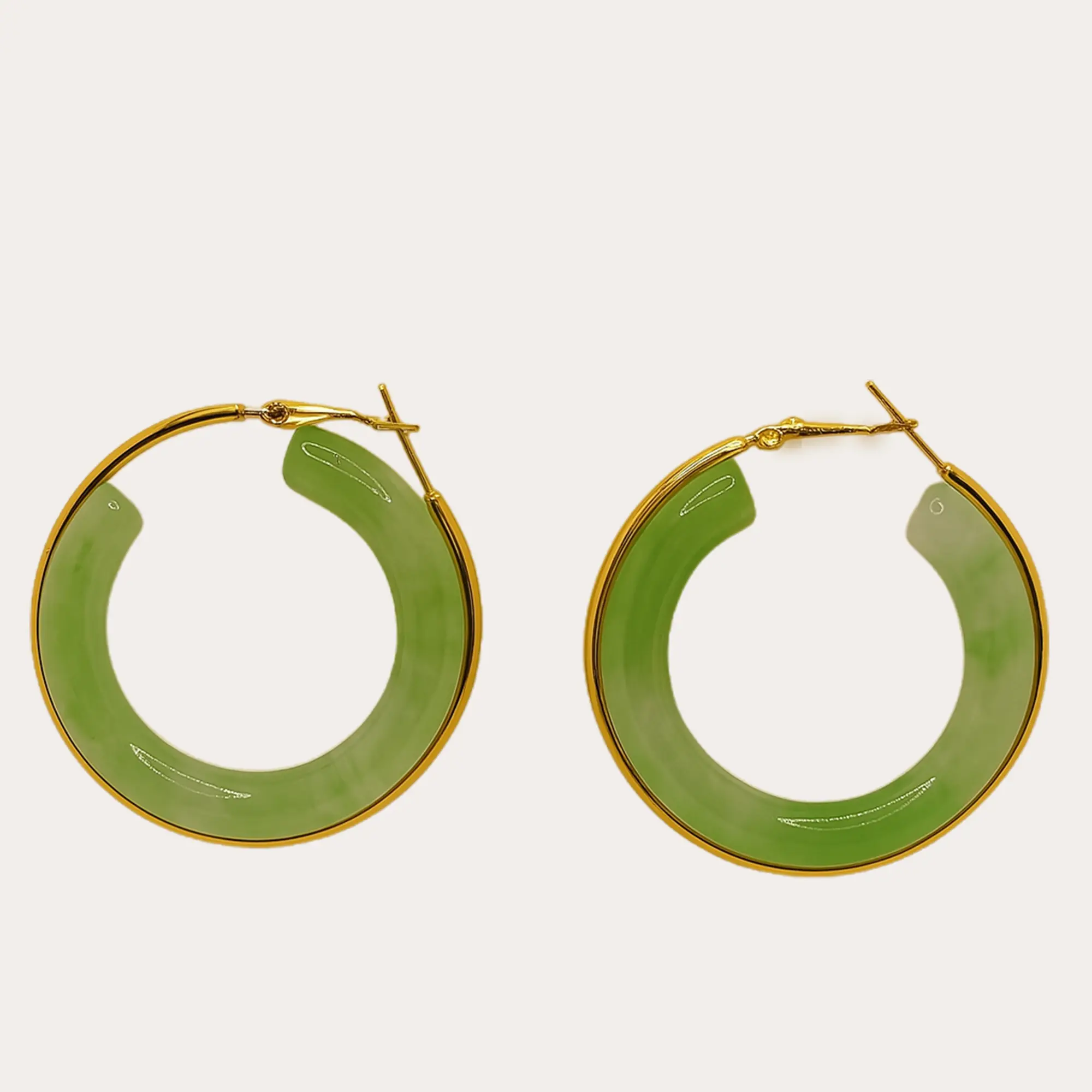 Light Green Resin Gold Hoops