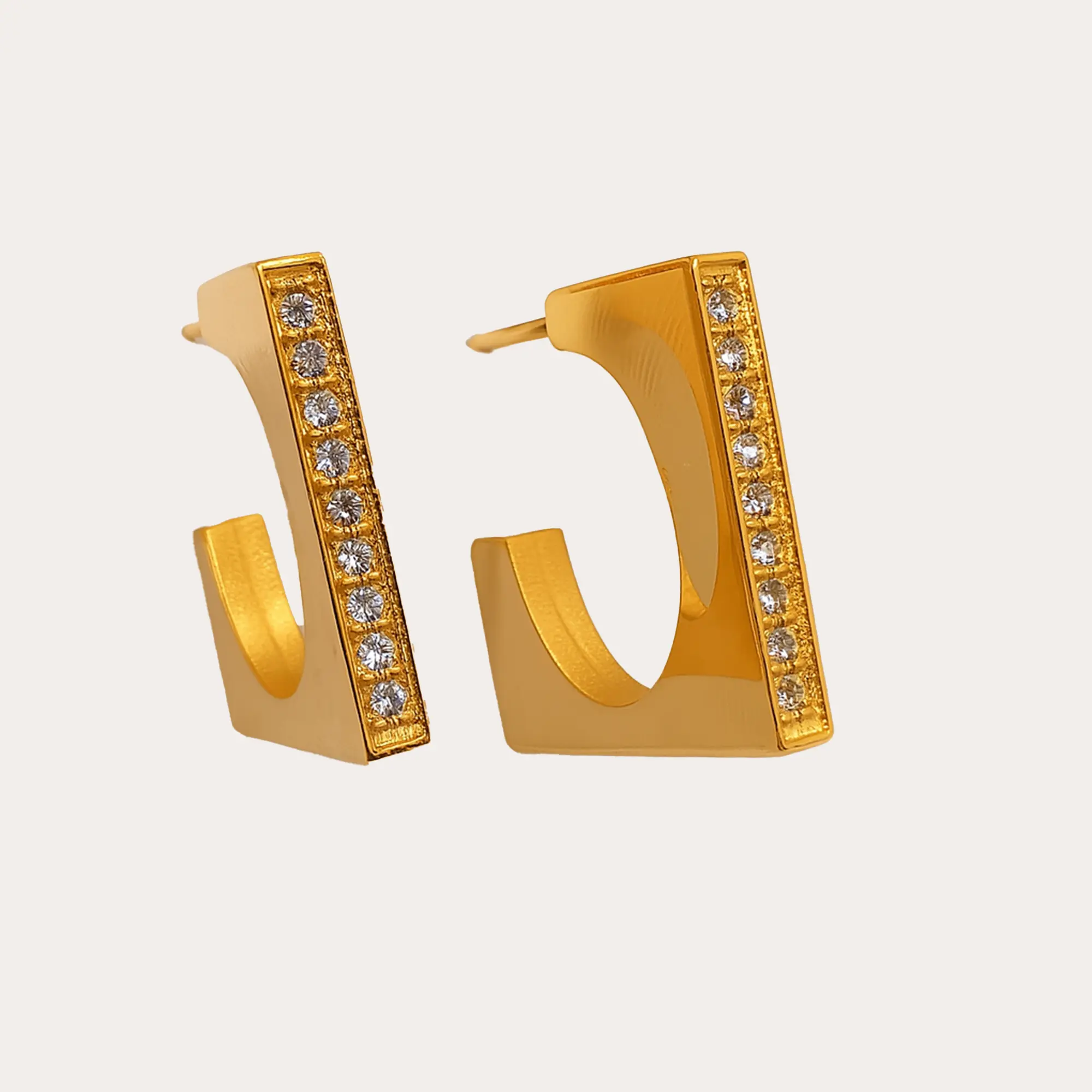 Rectangle Pave Hoops