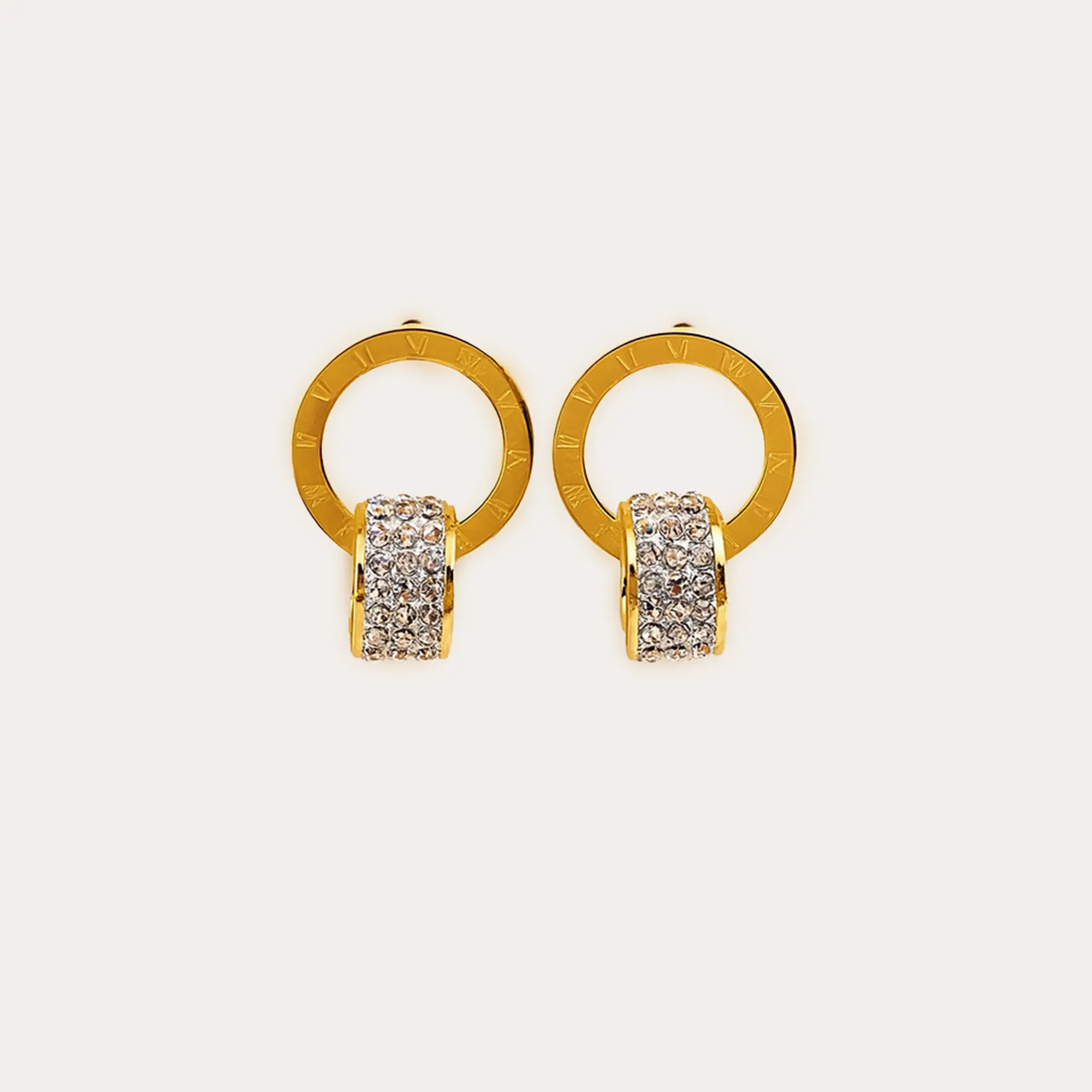 Golden Pearl Charm Hoops