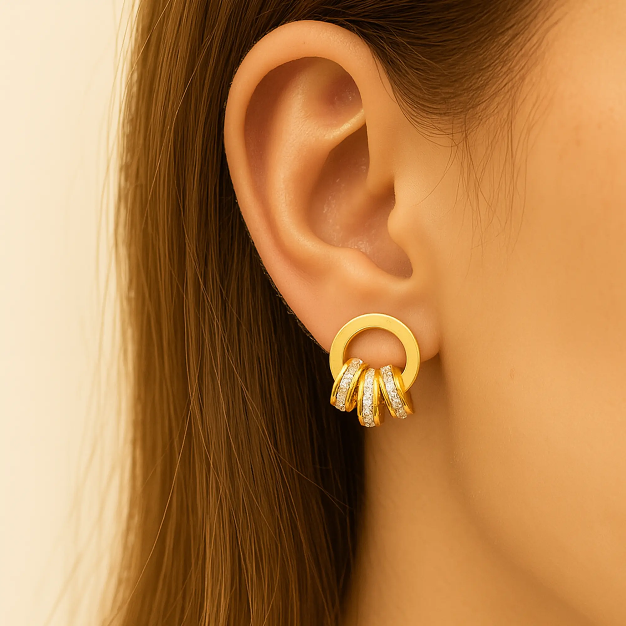 Golden Sparkle Hoops - Hover