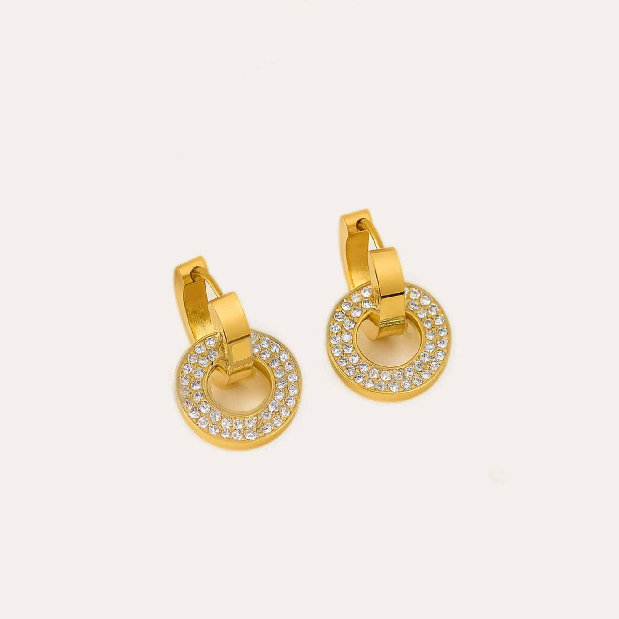 Golden Crystal Hoops - Main