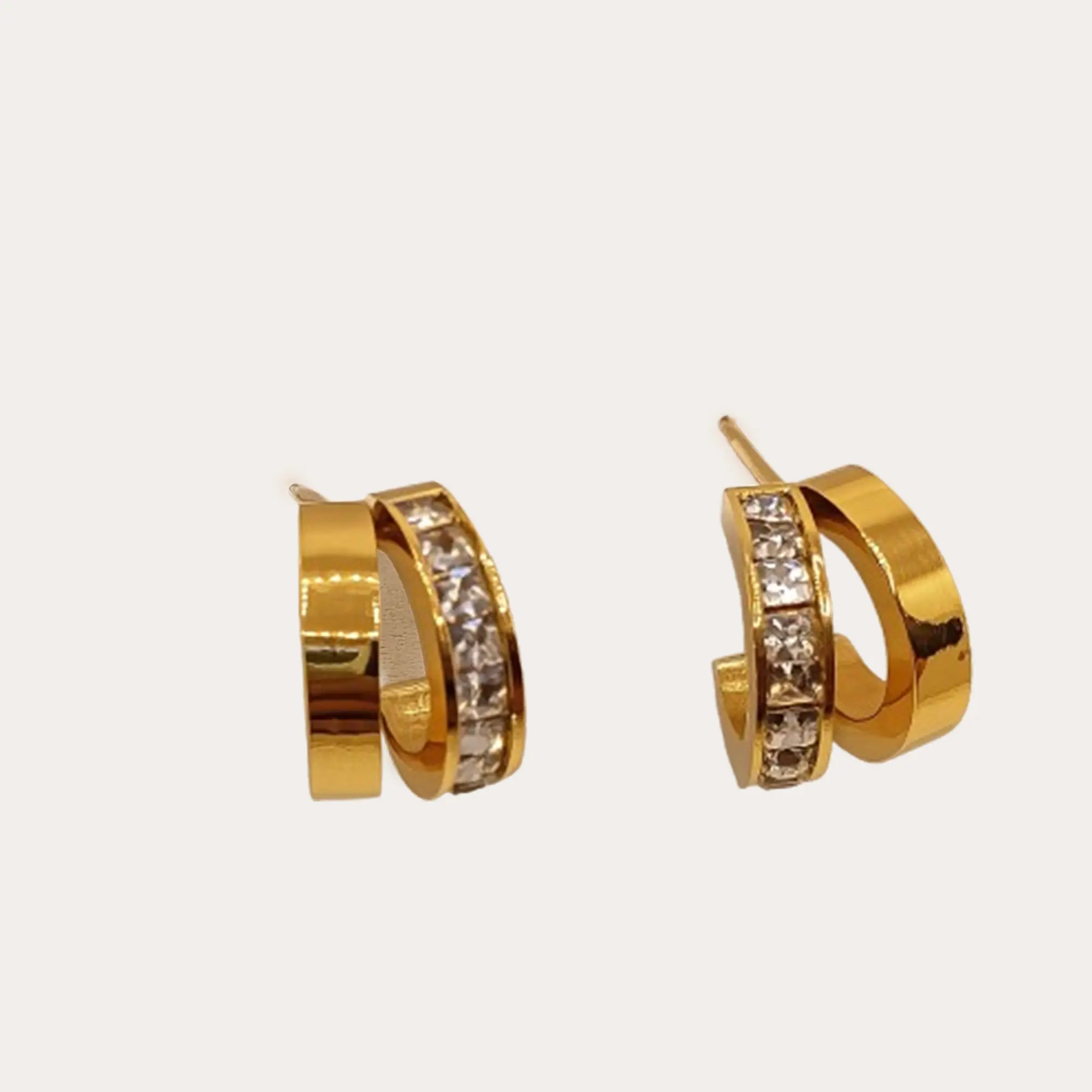 Golden Square Crystal Studs