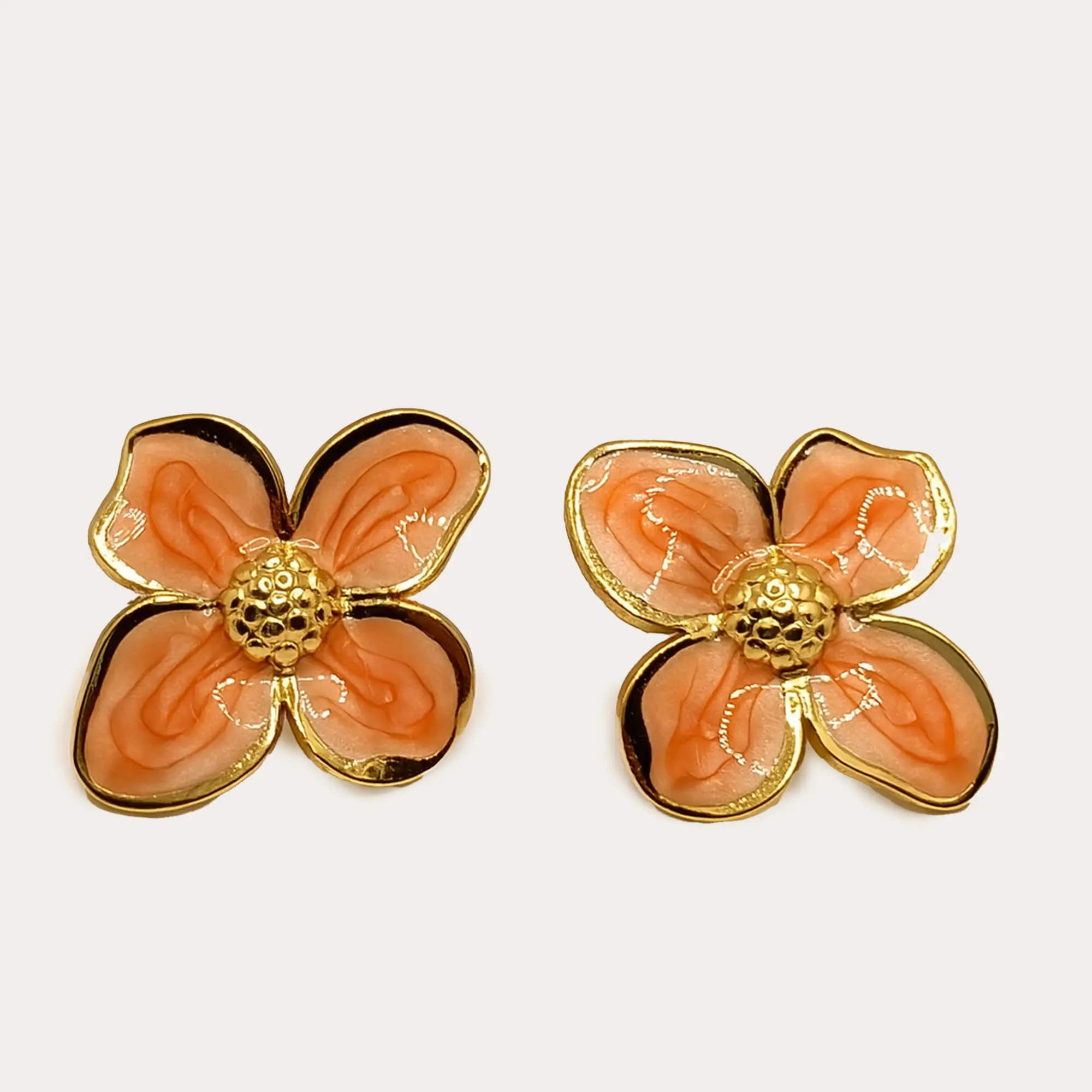 Golden & Orange Flower Studs