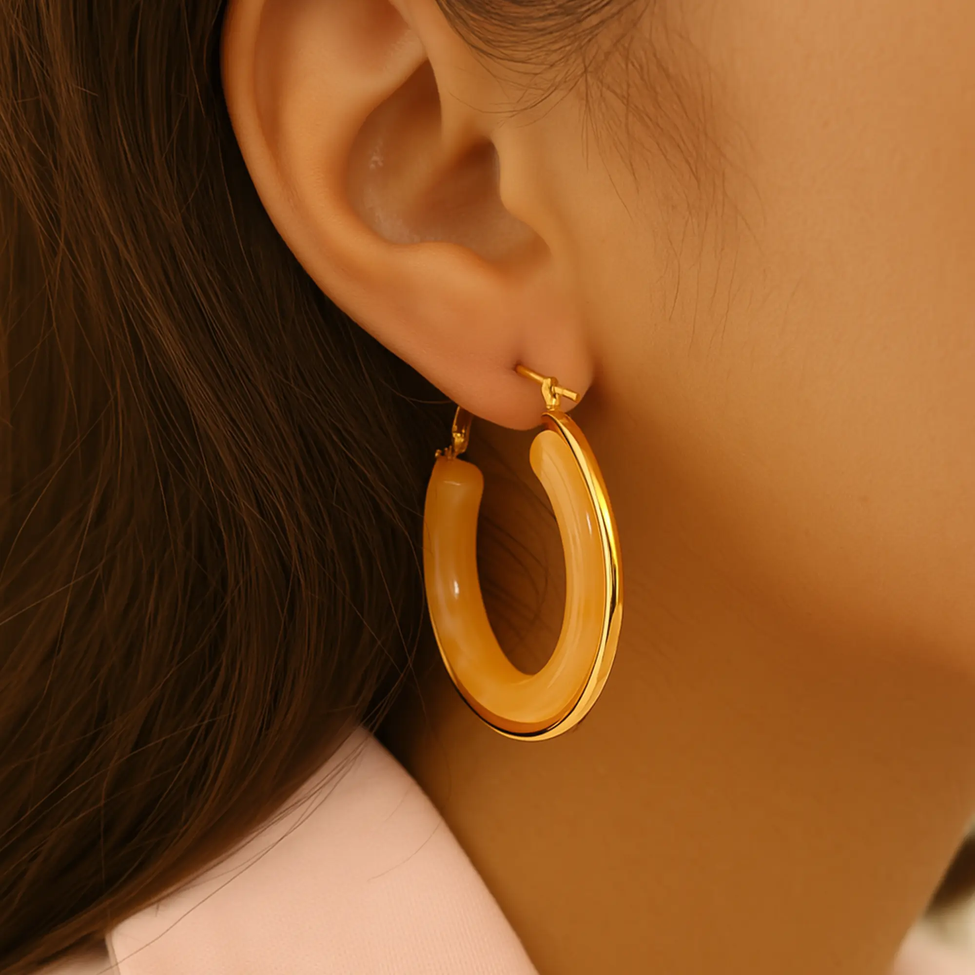 Two-Tone Resin Hoops, Wide Band Hoops - Hover