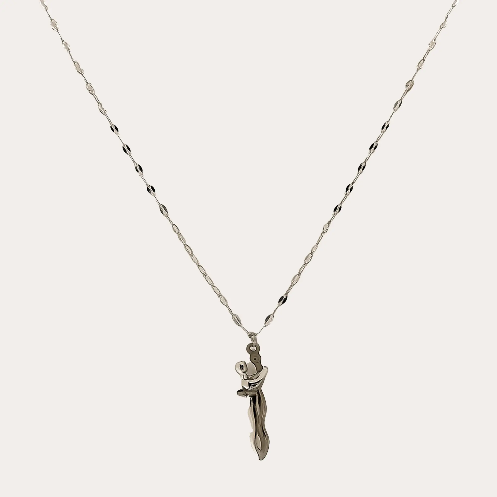 Silver & Black Pendant Necklace - Main