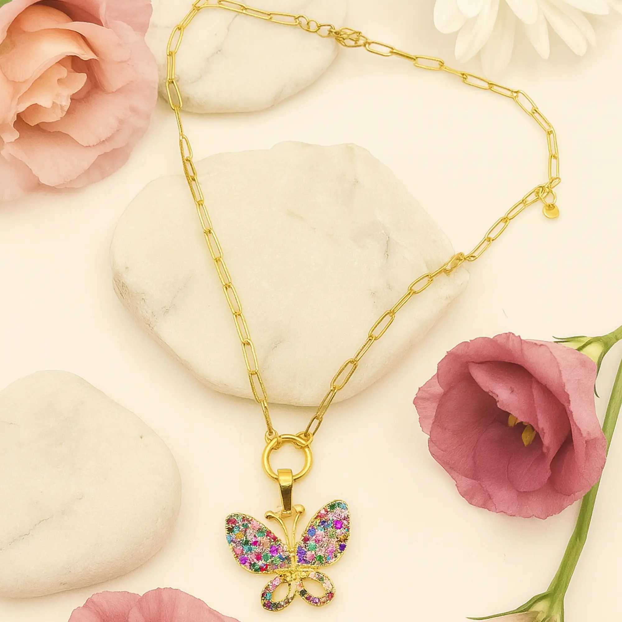 Butterfly Layered Necklace - Hover