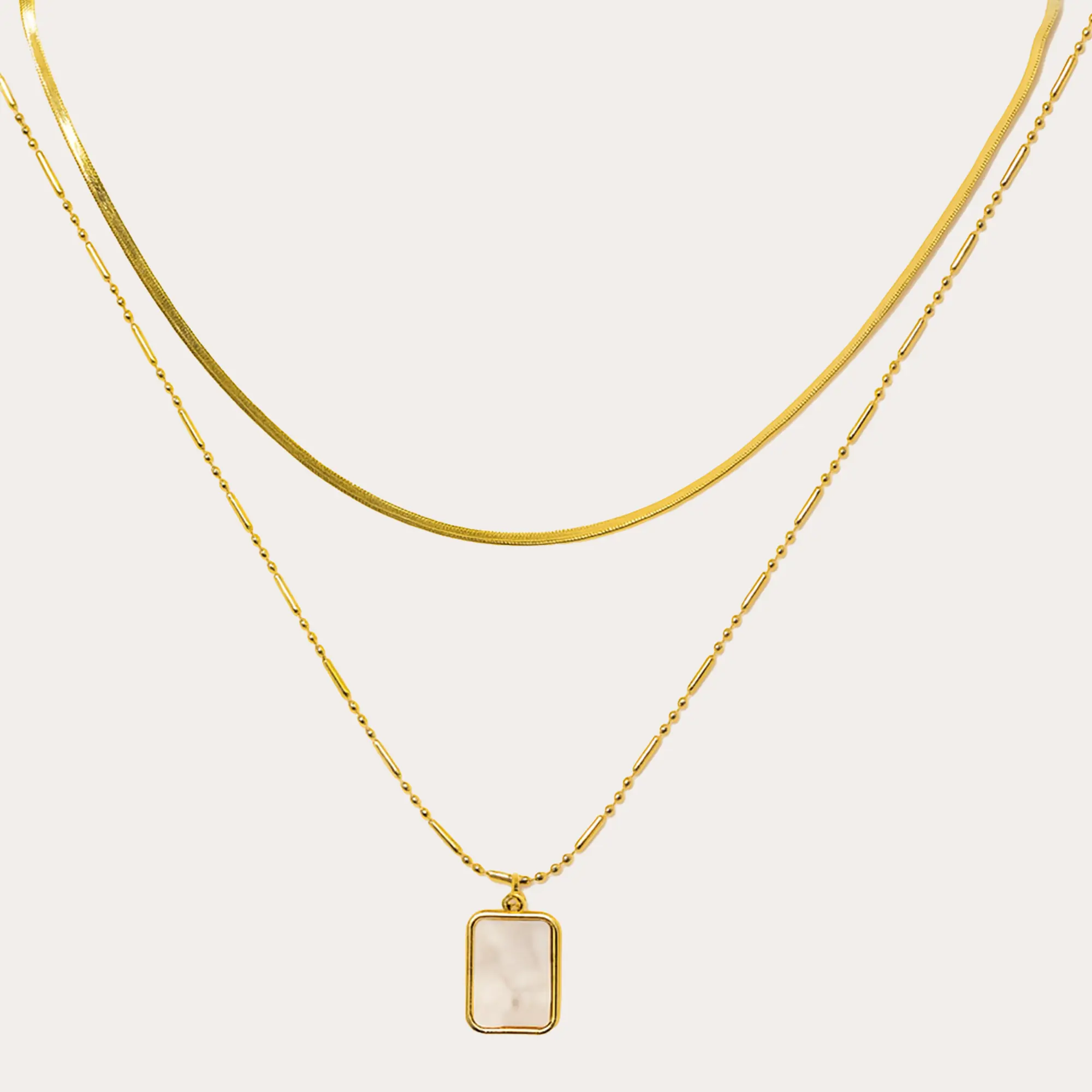 Geometric Layered Necklace - Main