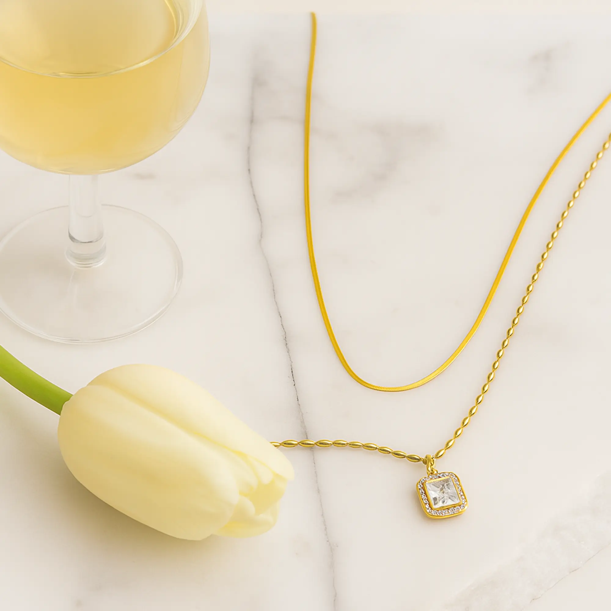 Golden Sparkle Layer Necklace - Hover