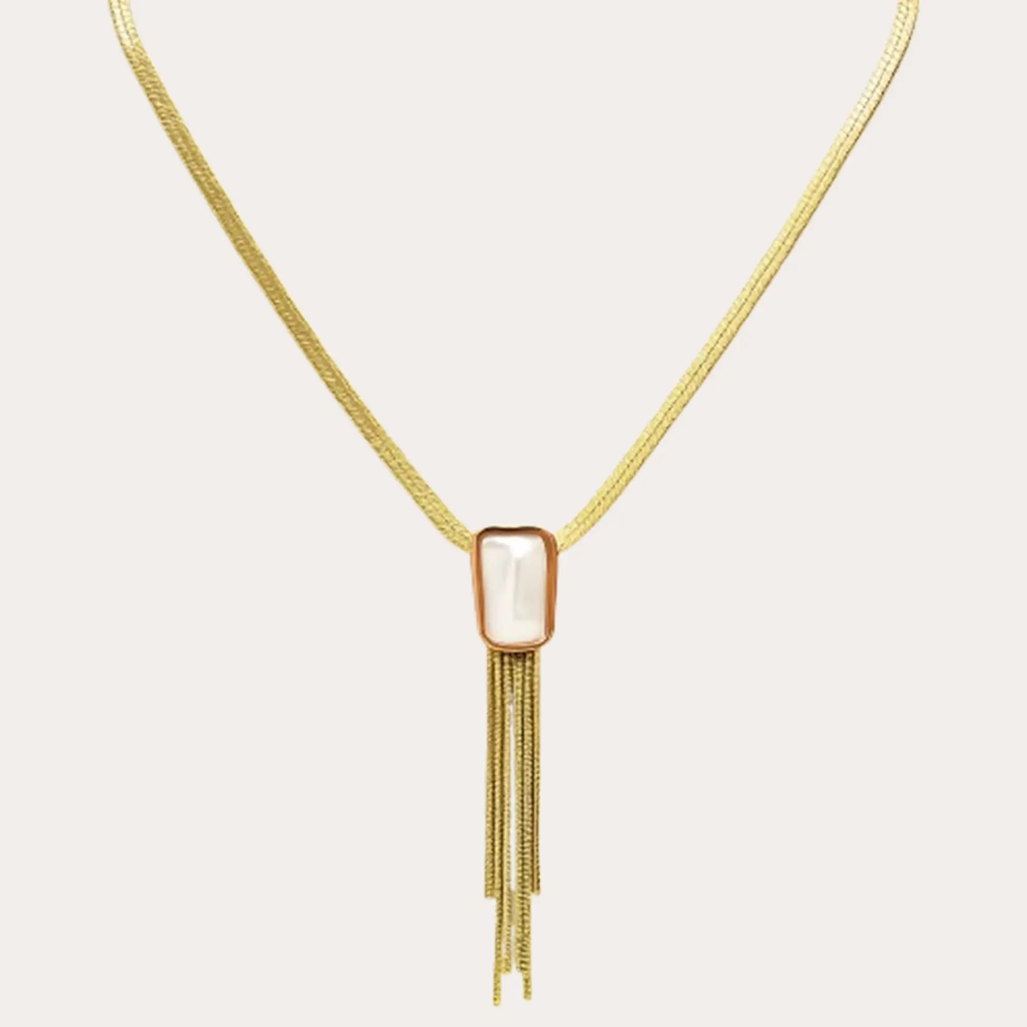 Golden Long Drop Necklace - Main