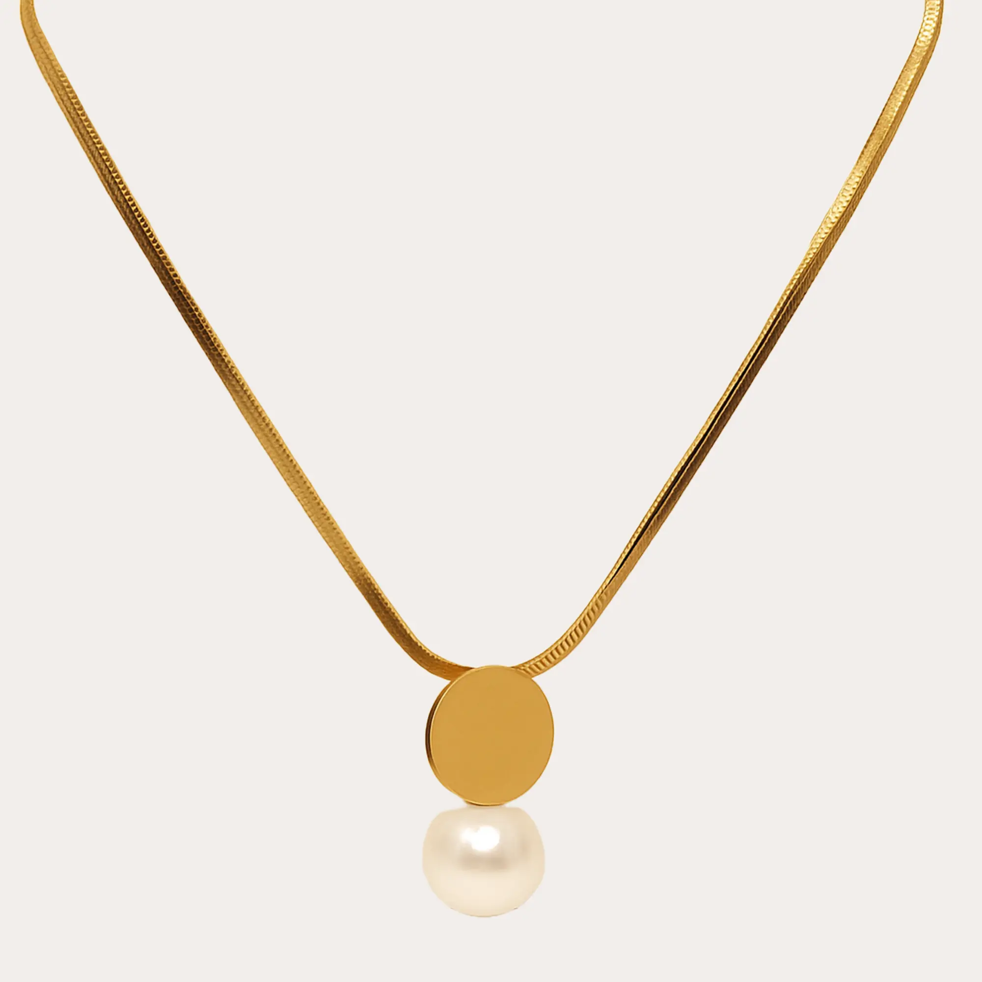 Sleek Pearl Drop Necklace - Main