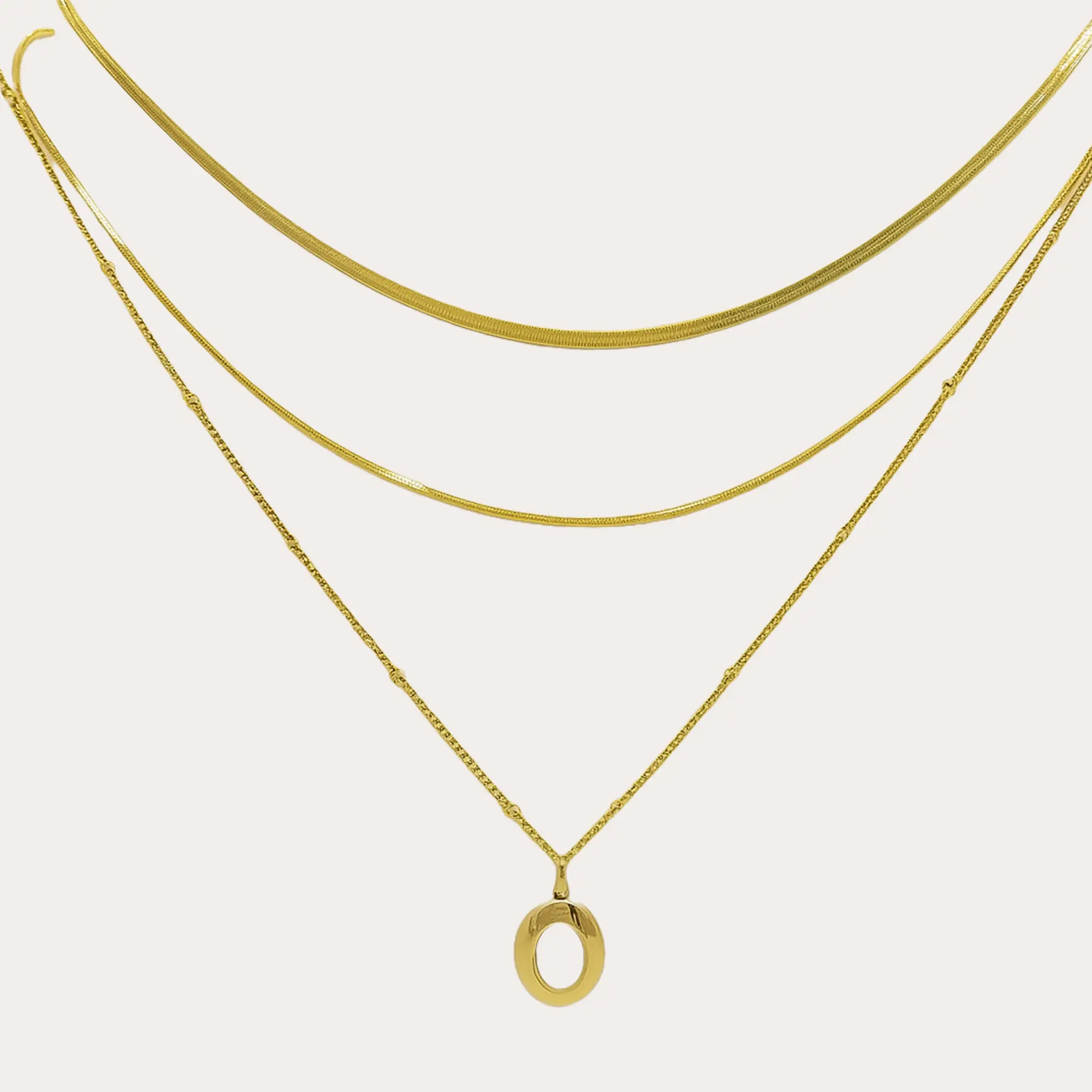 Layered Oval Pendant Necklace