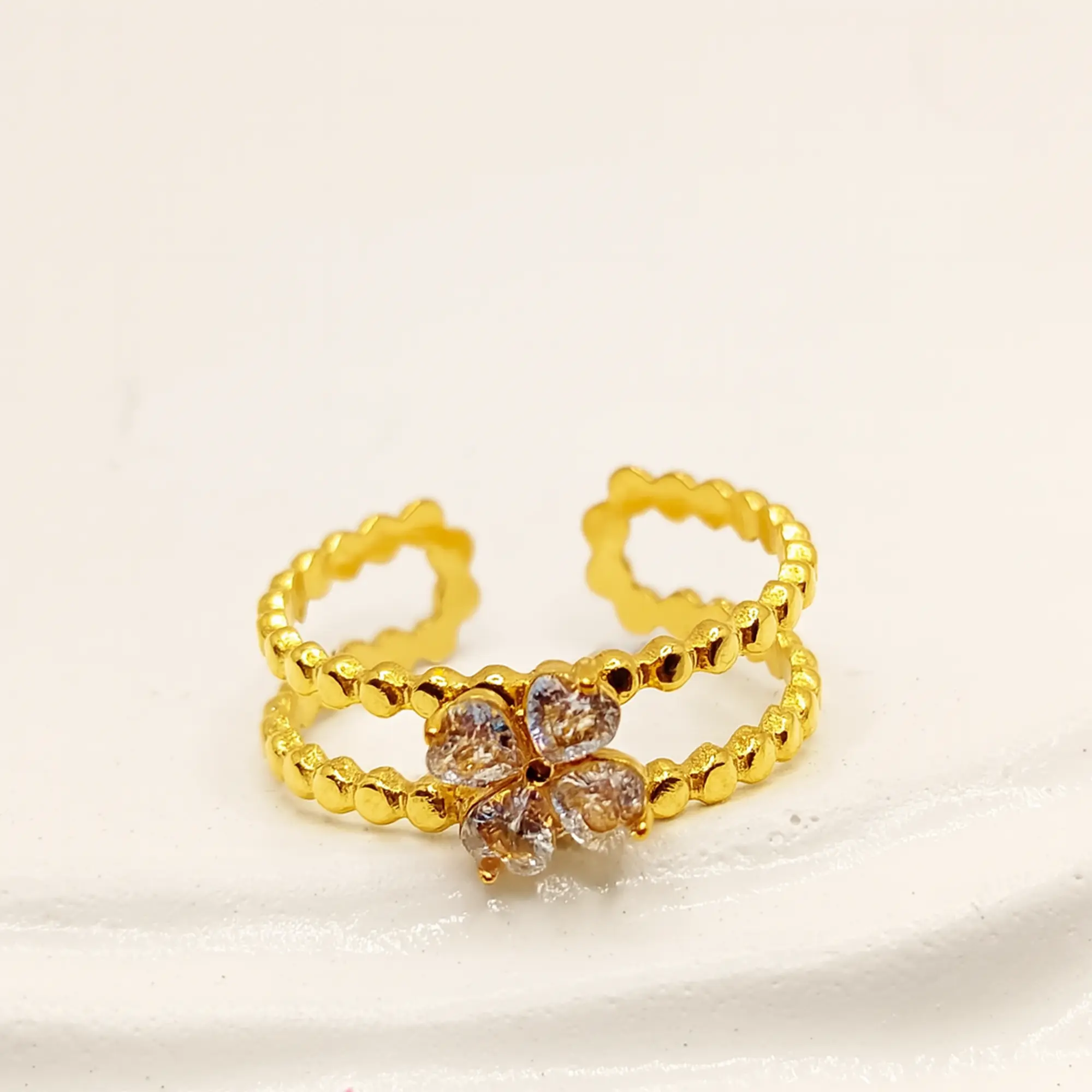 Golden Pave Band Ring - Hover