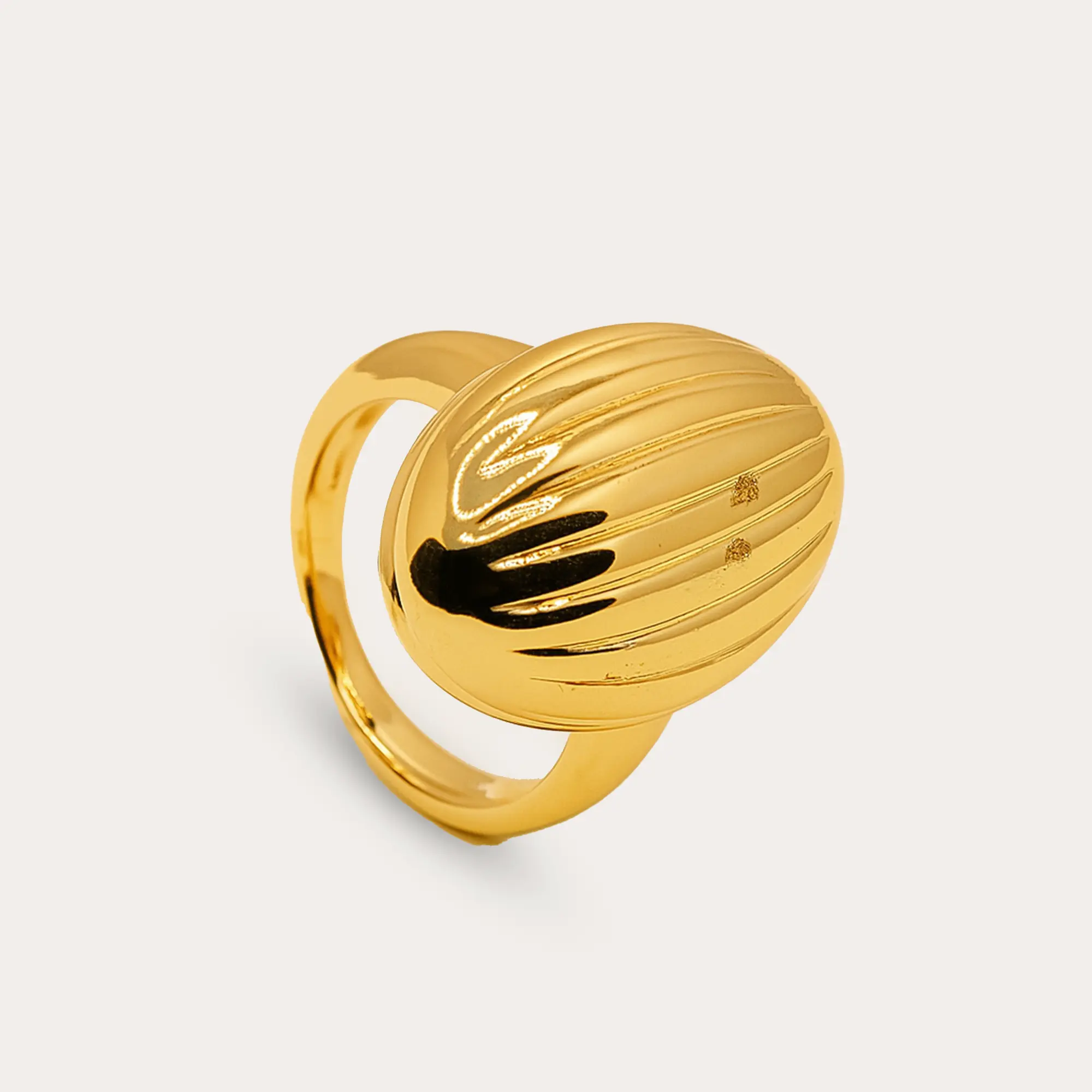 Ribbed Oval Signet Ring